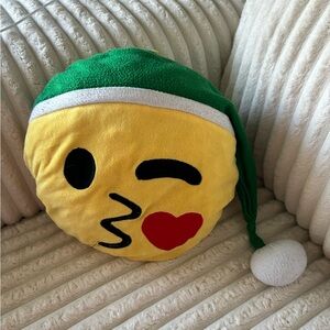 Emoji Winking Face Plush Pillow with Green Hat